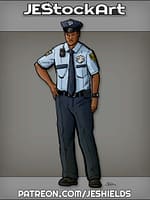 African American Police Officer With Hand On Hip by Jeshields