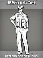African American Police Officer With Hand On Hip by Jeshields
