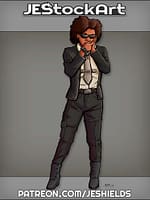 African Female Agent Talking In Earpiece by Jeshields