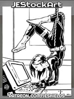 Female Espionage Agent Hacks Computer From Rope by Jeshields