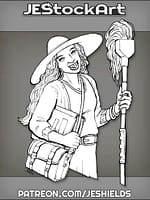 Modern Witch with Green Skin and Mop by Jeshields