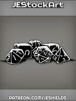 Pile of Various Dark Polyhedral Dice by Jeshields