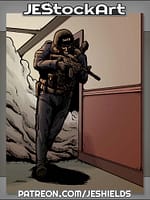 Police Swat Officer Clearing Hallways by Jeshields