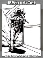 Police Swat Officer Clearing Hallways by Jeshields