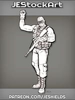 Sleeveless Militia Personnel Raising Fist by Jeshields