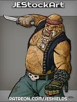 Tough Biker with Scars Tattoos Knife and Chains by Jeshields