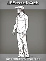 Young Man In Ball Cap And Undershirt by Jeshields