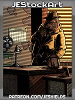 Pulp Noir Gorilla Detective In Office by Jeshields