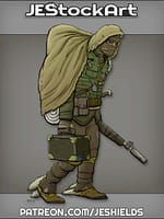 Cloaked Sand Warrior with Rifle and Case by Jeshields