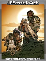 Father And Child Sentries Upon Wall by Jeshields