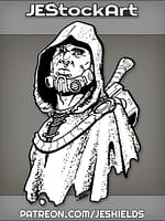 Scarred Cybernetic Human With Missing Eye In Hood by Jeshields