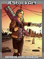 Damaged Android Hitchhikingwith Keytar by Jeshields