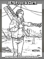 Damaged Android Hitchhikingwith Keytar by Jeshields