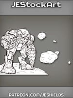 Asteroid Mining Mech On Floating Rock by LW