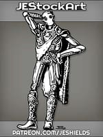 Bemused Android In Fur Cape With Sash Scratching Its Head by Jeshields