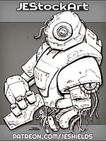 Cheerful Robot Attempting Self Repair by Jeshields