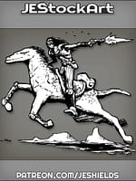 Cowboy Bandit Firing While Riding Alien Horse by Jeshields