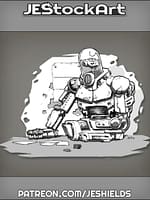 Cyber Mercenary with Encased Brain Plays Cards by Jeshields