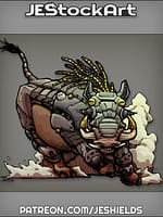 Cybernetic Warthog With Tendril Mane Charging In Dust by Jeshields