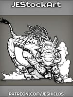 Cybernetic Warthog With Tendril Mane Charging In Dust by Jeshields