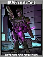 Cyberpunk Police Officer With Taze Baton And Flight Pack by Jeshields