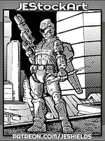 Cyberpunk Police Officer With Taze Baton And Flight Pack by Jeshields