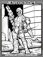 Cyberpunk Police Officer With Taze Baton And Flight Pack by Jeshields