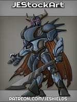 Demon Knight Mecha with Sword and Cape by Jeshields