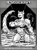 Female Cyber Canine Versus Octo Beast by Jeshields