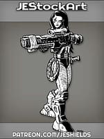 Female Mercenary With Large Beads And Blaster by Jeshields