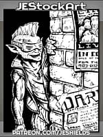 Goblin Punk With Mohawk And Visor Peers Out Of Alley by Jeshields