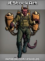 Horned Steampunk Pilot With Tail Wearing Jetpack by Jeshields