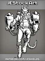 Horned Steampunk Pilot With Tail Wearing Jetpack by Jeshields