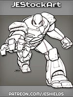 Lunging Robotic Armor With Outstretched Arm by Jeshields