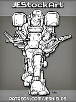 Older Fit Man In Exoskeleton With Dual Vises by Jeshields