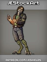 Rugged Biker With Raptor Legs Smoking A Cigarette by Jeshields