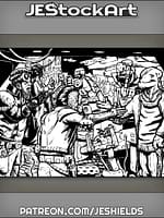 Space Pirates Arguing With Merchant In Bazaar by Jeshields