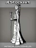 Tattooed Female Diplomat With Scepter Staff And Beaded Hair by Jeshields