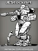 World War Two Standing Tank Mech Washed By Soldier by Jeshields