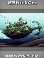 Steampunk Submarine On Ocean Floor by Jeshields