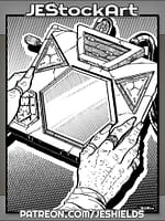 Aged Hands With Rings Holds Arcane Tablet With Gem by Jeshields