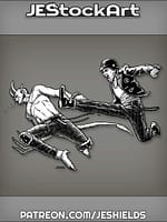 Biker In Jacket Kicks Horned Humanoidinthe F A C E by Jeshields