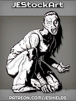 Feral Female Vampire In Torn Pants by Jeshields