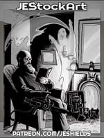 Ghost Hunter in Parlor by Jeshields