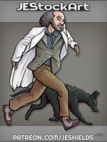 Nicely Dressed Scientist In A Hurry With Chupacabra by Jeshields
