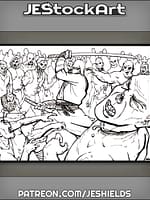 Ninja With Katanas Vs Zombie Horde by Jeshields