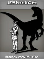 Pouty Teenage Girl In Ripped Jeans With Dark Shadow Of A Dino by Jeshields