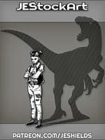 Pouty Teenage Girl In Ripped Jeans With Shadow Of A Dino by Jeshields