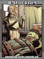 Scientist Experimenting With Captured Zombie In Lab by Jeshields