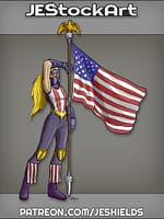 Patriotic Heroine with Light Skin and Flag by Jeshields